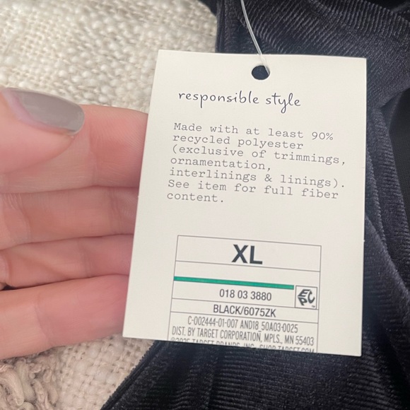 A New Day Velour Velvet Halter Neck Wide Leg Jumpsuit Pockets Black Size XXL NWT - Picture 7 of 9